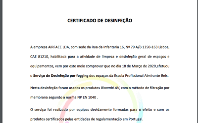 CERTIFICADO DE DESINFEÇÃO