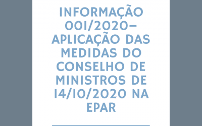 INFORMAÇÃO 001/2020 – APLICAÇÃO DAS MEDIDAS DO CONSELHO DE MINISTROS DE 14/10/2020